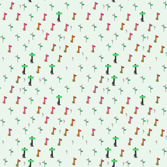 Seamless pattern of cartoon directional signposts with arrows © Aussie