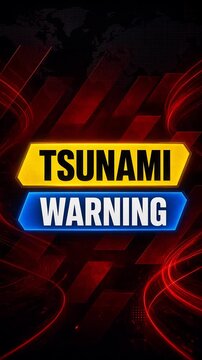 Tsunami Warning Signal In Bold Colors Against A Dramatic Red And Black Background