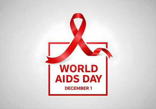 World aids day red ribbon logo design isolated on white background