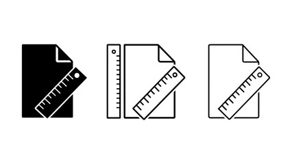 Fototapeta premium Paper and ruler icon collection for measuring, drafting, architecture, and blueprint concepts
