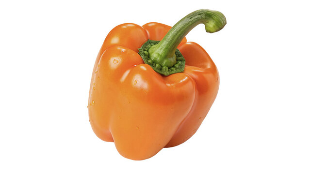 Fresh ripe orange bell pepper vegetable isolated on transparent background
