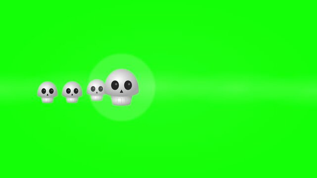 Halloween skull loading bar animation on green screen background