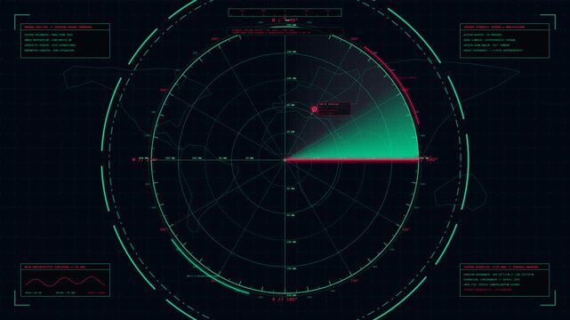 Scientific deep space radio astronomy parabolic radar interface featuring slow precision celestial sweep light year telemetry markers