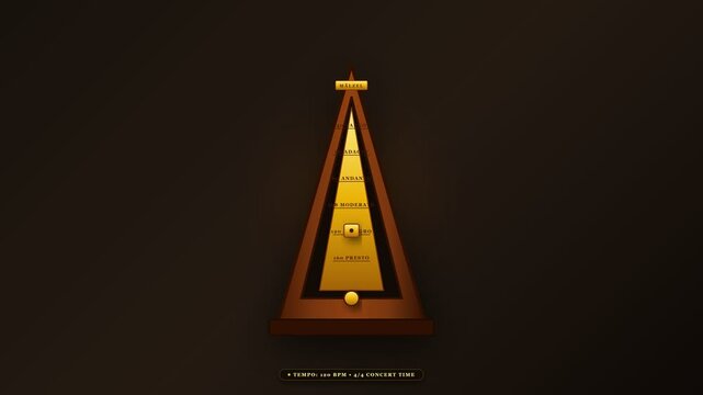 Metronome Ticking Pendulum Swing Loop with a wooden case texture and adjustable tempo marker