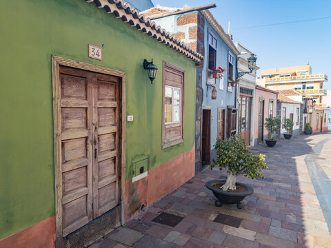 Houses in the streets of the old town of Los Llanos on La Palma on La Palma, Canary Islands, Spain.