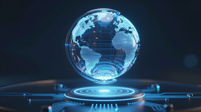 A stunning digital globe representing earth with glowing elements and a sleek design, perfect for technology and global communication themes.