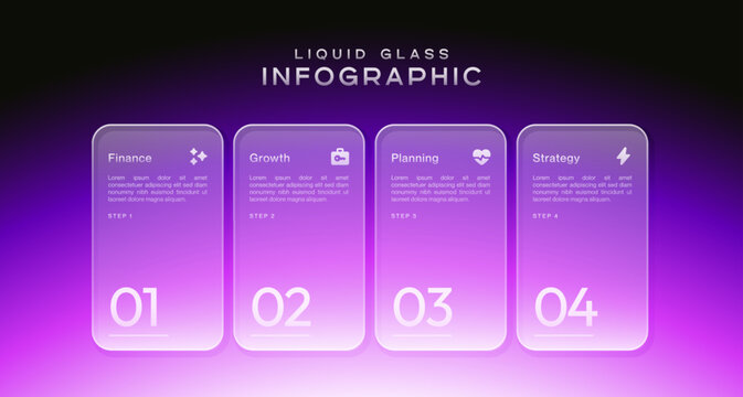 Dark tech infographics template for business presentation. 4 step modern mindmap diagram, flowchart, process, strategy, planning, workflow, and presentation infographic elements.