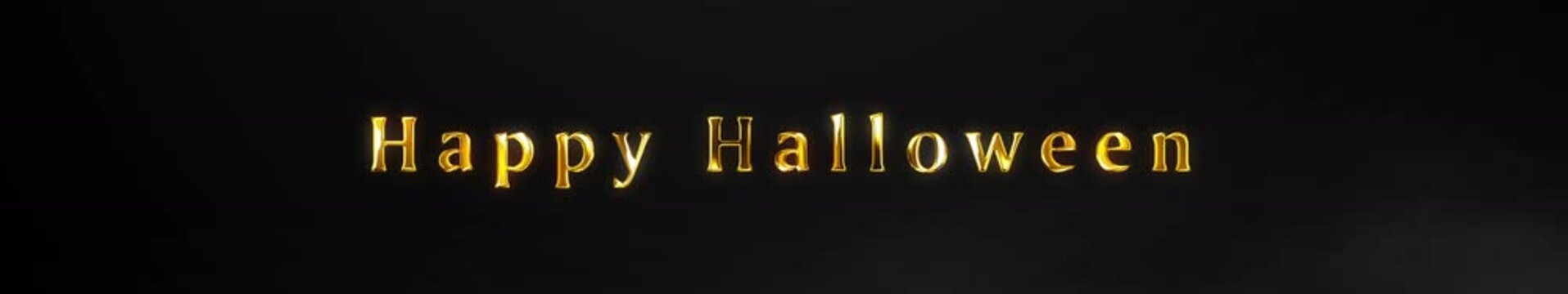 Ultrawide Happy Halloween Neon Text Animation with Glowing Pumpkin Faces on Black Background. Spooky Widescreen Holiday Motion Graphic, Seamless Loop 4K.