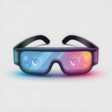 Futuristic augmented reality smart glasses with digital interface display