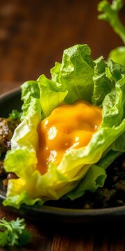 Crunchy lettuce leaves wrapped around melted cheese, fresh, sandwich