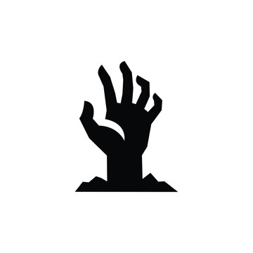 Zombie Hand Rising Ground Halloween Vector Icon Logo