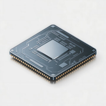 Modern microprocessor chip isolated view