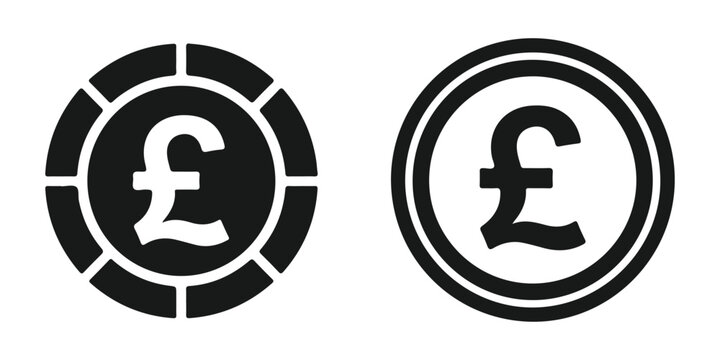 British pound sterling currency coin icons