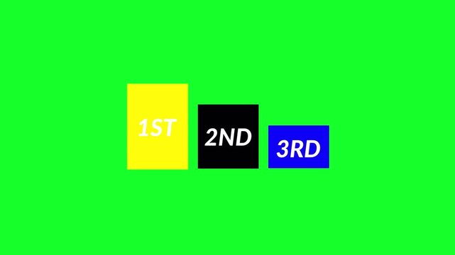 Animated Leaderboard ranking bar 1st 2nd 3rd position infographic animation in 4k animation with alpha channel animated rank block animation on transparent background 1st 2nd 3rd position animation
