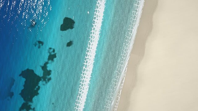 Aerial Turquoise Shoreline Waves Foam Lace Seamless Loop