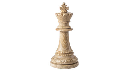 Classic wooden white chess king piece strategy game isolated on transparent background © Thomas Blake