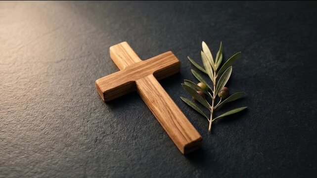 Wooden Cross and Olive Branch for Saint Francis Feast