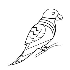 Fototapeta premium Parrot Coloring Page Vector Line Art Illustration, Tropical Bird Outline Graphic, Animal Drawing for Children Activity