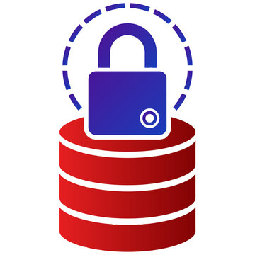Database security icon with padlock secure data storage isolated transparent PNG