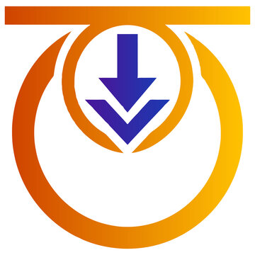 Download arrow circle icon, file download button symbol isolated transparent PNG