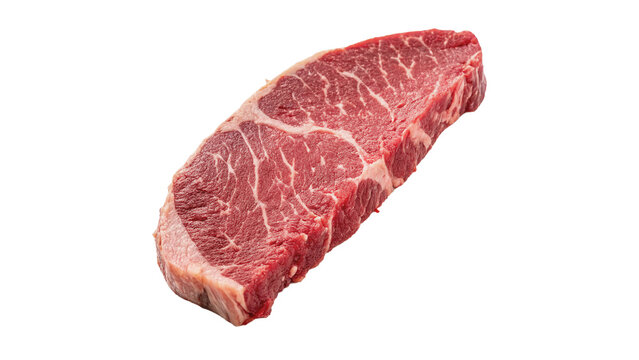 Fresh raw beef ribeye steak meat chunk portion isolated on transparent background