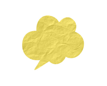 Yellow cloud crumpled paper speech bubble scrapbook collages element