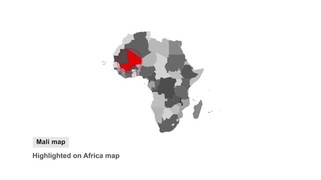 Africa_Mali_highlighted_on_continent_map Video Footage Animated Motion for professional design projects presentations digital media and commercial vis