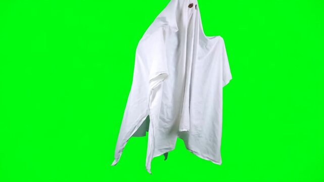 Green Screen Halloween Ghost &mdash; Floating White Sheet Ghost Bobbing in the Air