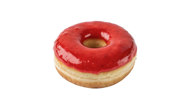 Delicious sweet red glazed donut doughnut pastry isolated on transparent background