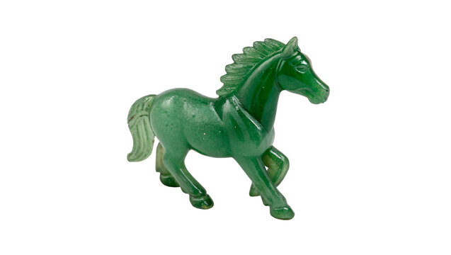 Green plastic toy horse figurine animal childhood isolated on transparent background