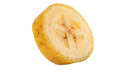 Single round slice of fresh ripe banana fruit isolated on transparent background © RRose