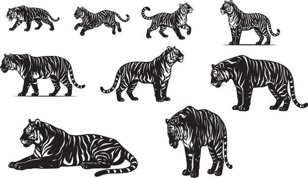 editable tiger silhouette 