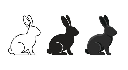 Rabbit silhouettes in varying styles against a white background © Rahul