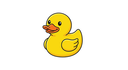 Fototapeta premium Yellow rubber duck illustration with black outlines on a teal background