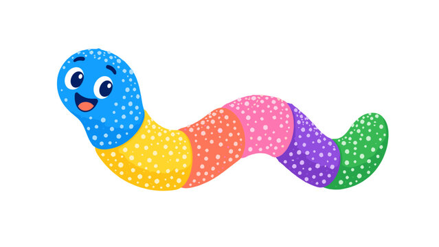 Colorful gummy worm character illustration