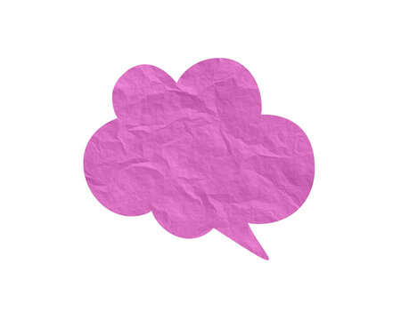 Pink cloud crumpled paper speech bubble scrapbook collages element
