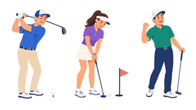People playing golf illustration