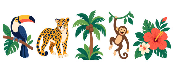 Obraz premium Tropical jungle elements illustration
