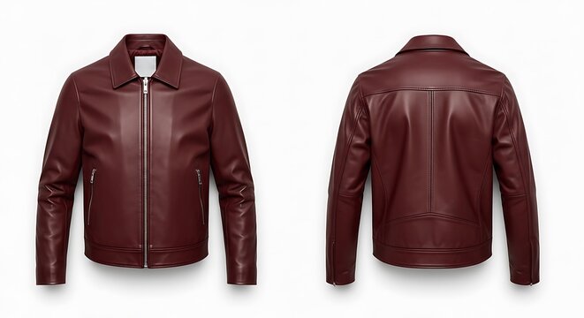 mockup of a maroon color leather jacket