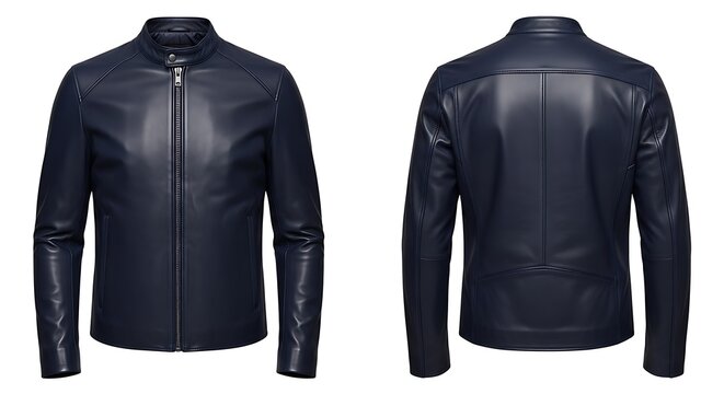 mockup of a navy blue color leather jacket
