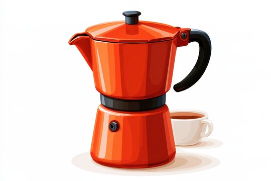 Vibrant orange coffee maker gleams with bold design