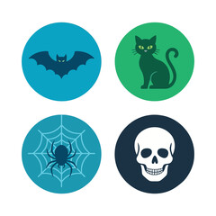 Fototapeta premium 02 Halloween round icons set with spooky elements vector illustration