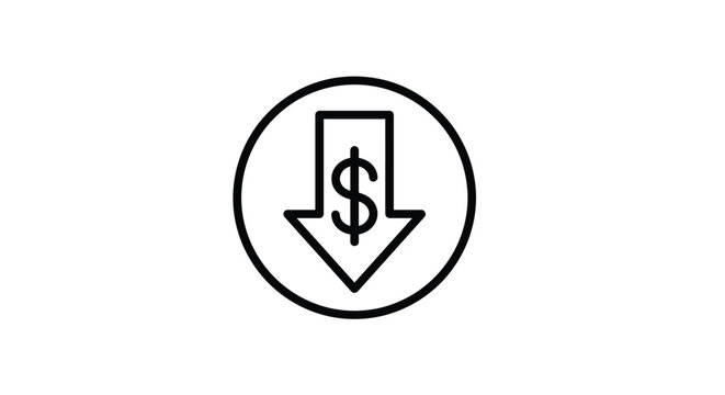 Dollar sign arrow icon a black line drawing on a white background