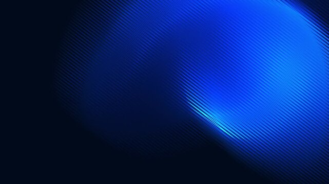 Abstract Blue Neon Halftone Wave Lines Moving on Dark Background, 4K Futuristic Technology Motion Graphic Loop
