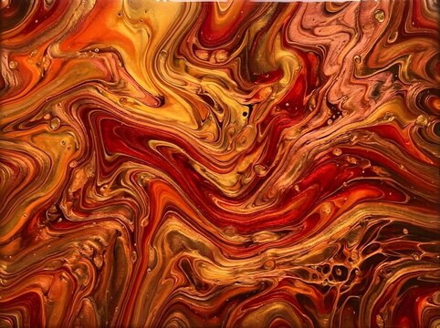 Abstract golden brown fluid art texture design