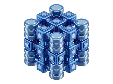 Enterprise database, stacked data cylinders and nodes