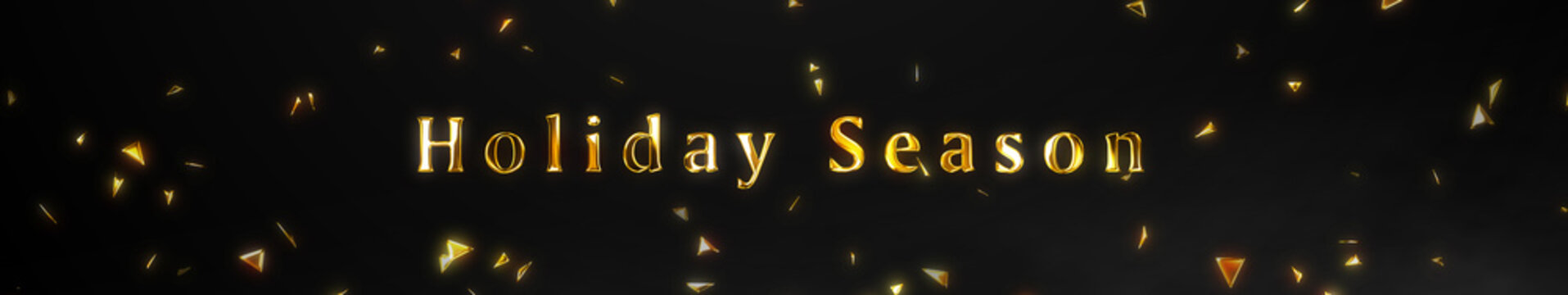 Ultrawide Holiday Season Golden Luxury Title with Falling Glitter Confetti on Black Background, Cinematic Christmas New Year 4K Motion Background
