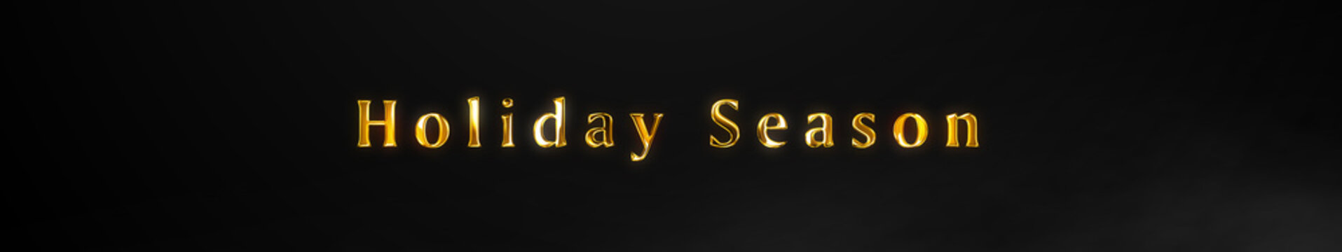 Ultrawide Holiday Season Luxury Golden Title on Black Background with Cinematic Fog, Elegant Christmas and New Year 4K Motion Background