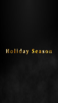 Vertical Holiday Season Golden Luxury Typography with Black Background and Atmospheric Smoke, Christmas New Year 4K Greeting Animation