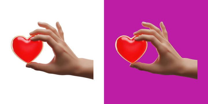 Hands holding transparent heart shapes forming a single heart transparent png